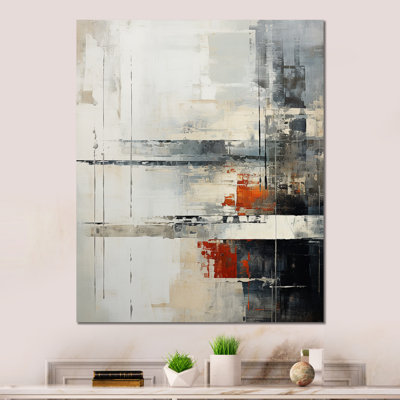 «Abstract Black Red Road Collage» sur métal