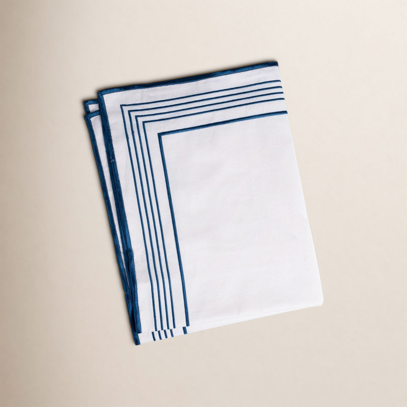 Erlea Cotton Duvet Cover - King, King Duvet Cover, White/Adriatic