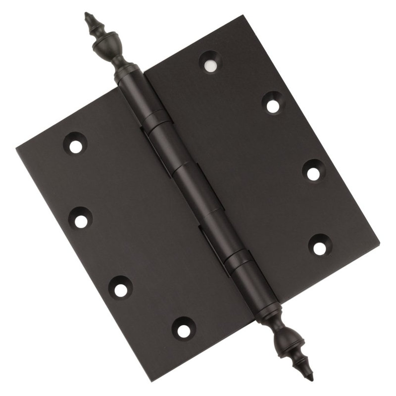 Charnière de porte simple à roulement à billes en laiton massif H 5 po x l 5 po, Bronze huilé