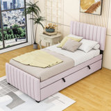 Elegant Velvet Upholstered Bed with Twin Trundle