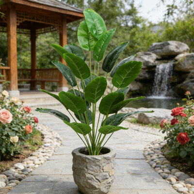 1 pièce de plantes artificielles, 35,4 pouces de hauteur de feuilles de bananier, décoration de plantes, maison salon bureau verdure décorative (contenant non inclus)