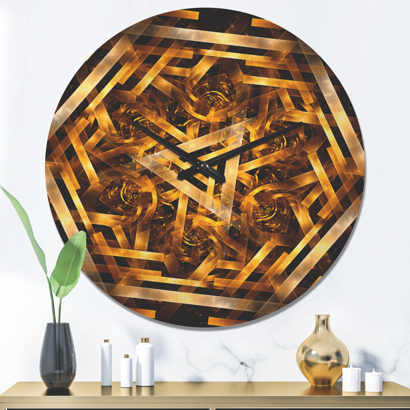 Horloge murale Fractal 3D Yellowish Hexagon, Grand