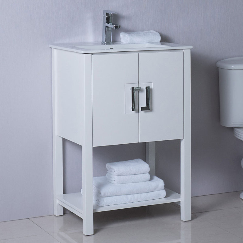 Ensemble de meuble-lavabo pour salle de bain simple 24 po, Blanc
