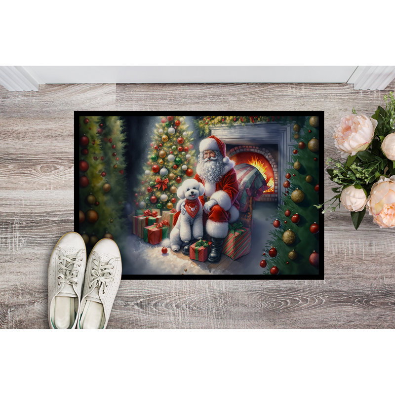 Paillasson Bichon Frise et Père Noël, L 18 po x L 27 po