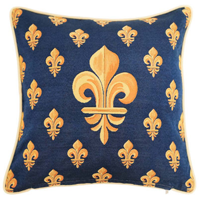 Cushion Cover-panel- Fleur-de-lis Blue