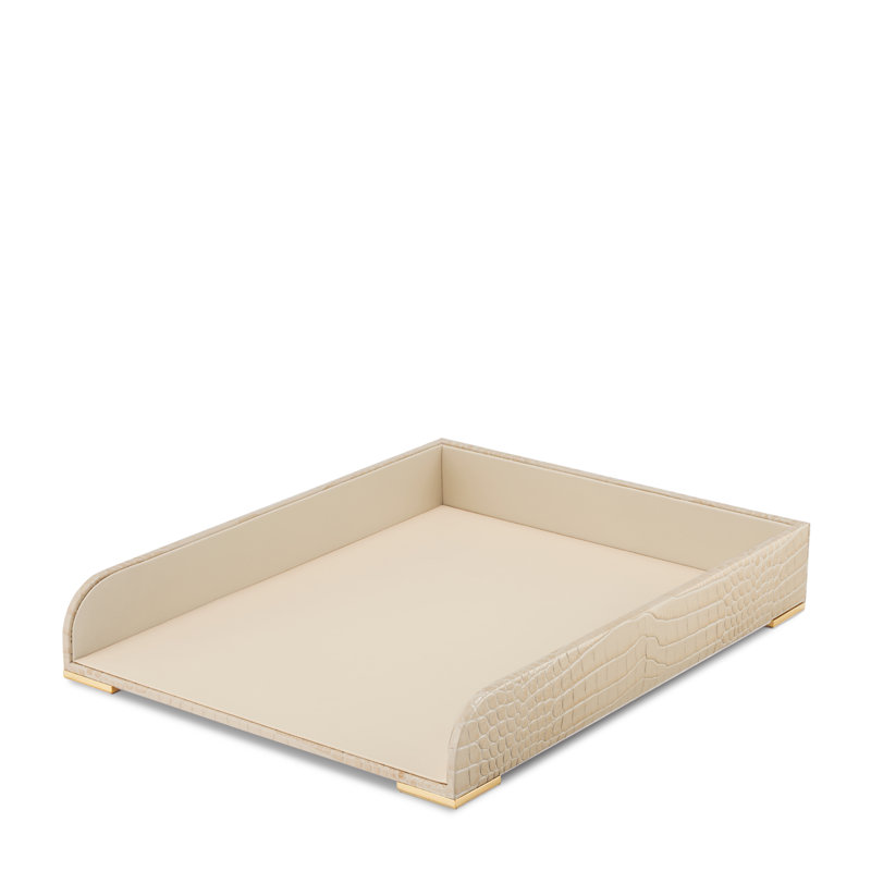 Classic Croc Leather Paper Tray, Fawn, Fawn