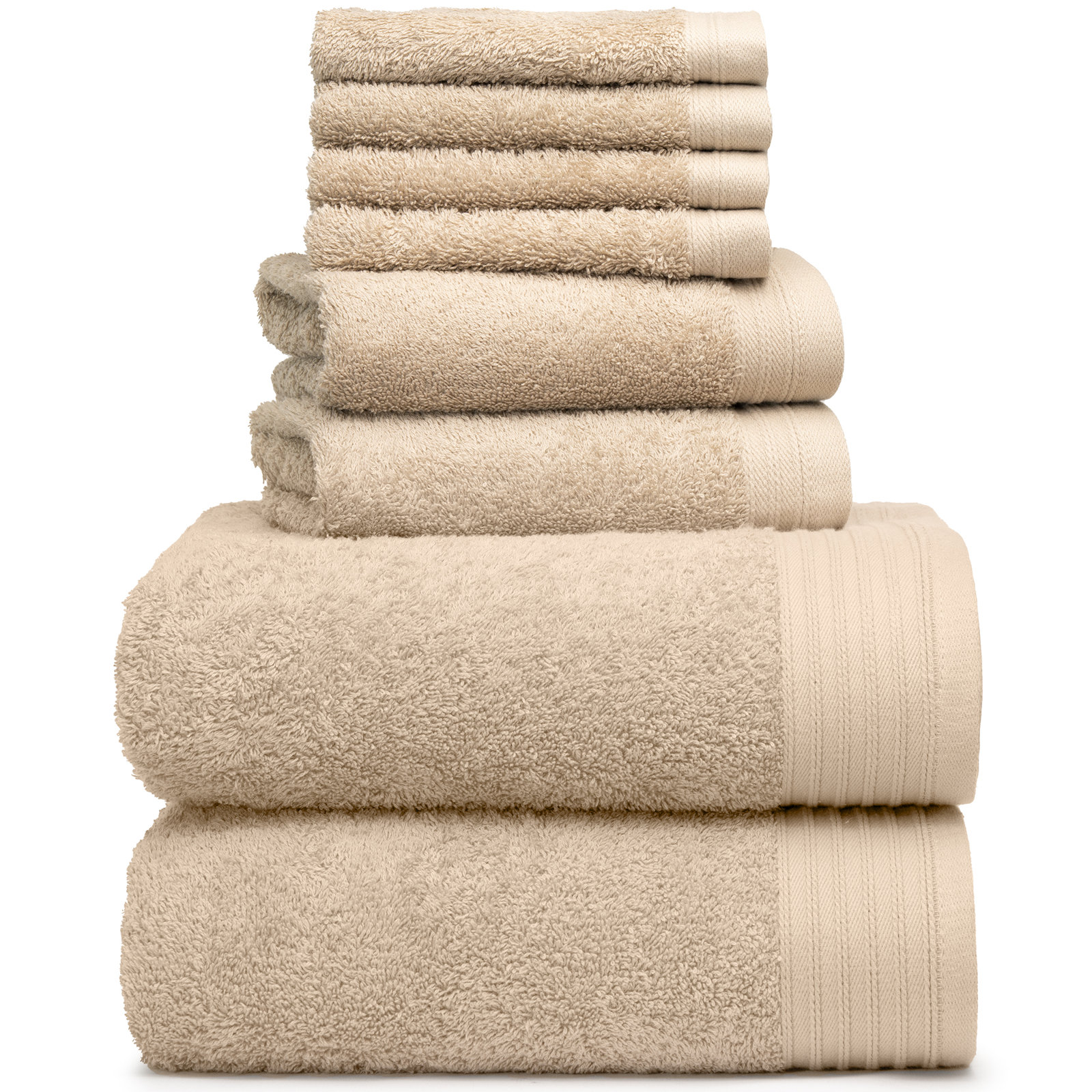 Doncia 8 Piece 100% Cotton Towel Set, Sand