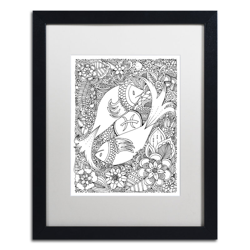 " Fish " by KCDoodleArt, White, 20" H x 16" W x 0.5" D