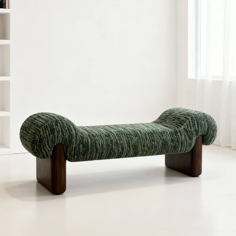 Banc rembourré vert en bois massif, Vert