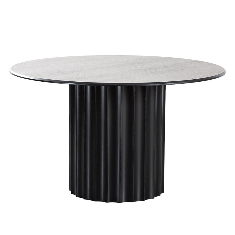 Solid Wood Dining Table Round Pedestal Kitchen Table, Black, 30”H x 46”L x 46”W