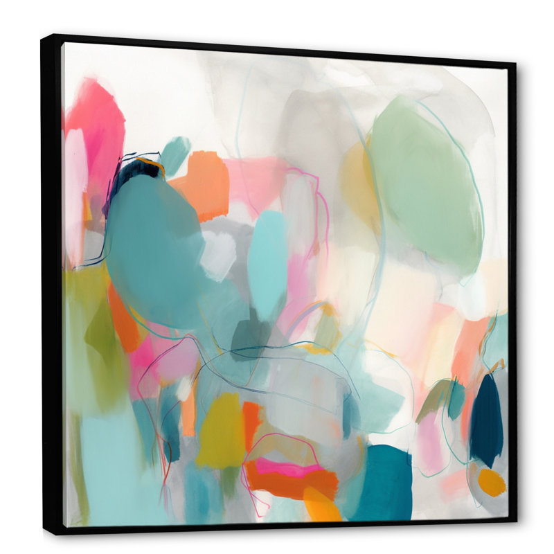 «Pink Blue Minimalims Fludity IV - Abstract Minimalisme, art mural sur toile, H 30 po x l 30 po, Noir