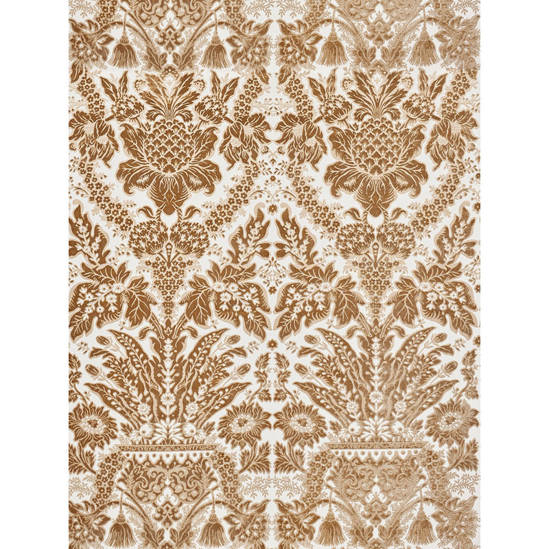 The MET x The House of Scalamandre Regis Velvet Damask, Fawn