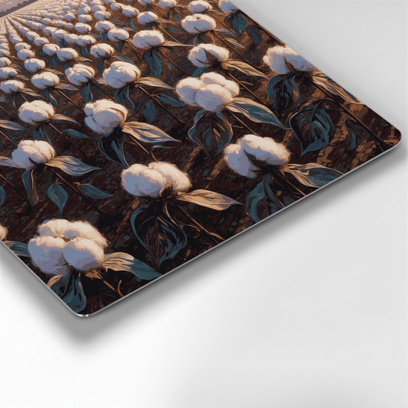 Plantes de coton fermier, art mural en métal noir, H 32 po x l 32 po