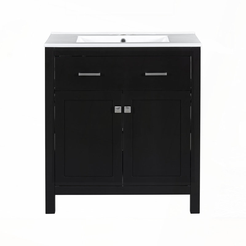 Meuble-lavabo 30 po avec lavabo en céramique, Noir