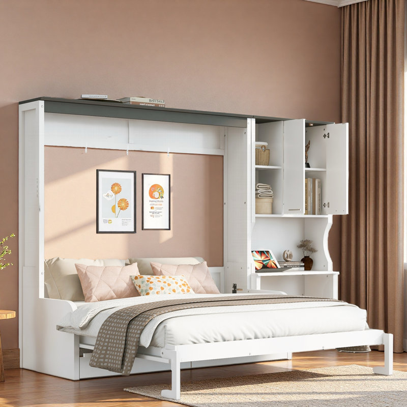 Lit escamotable avec canapé, bureau et armoire de rangement Murphy, Grand