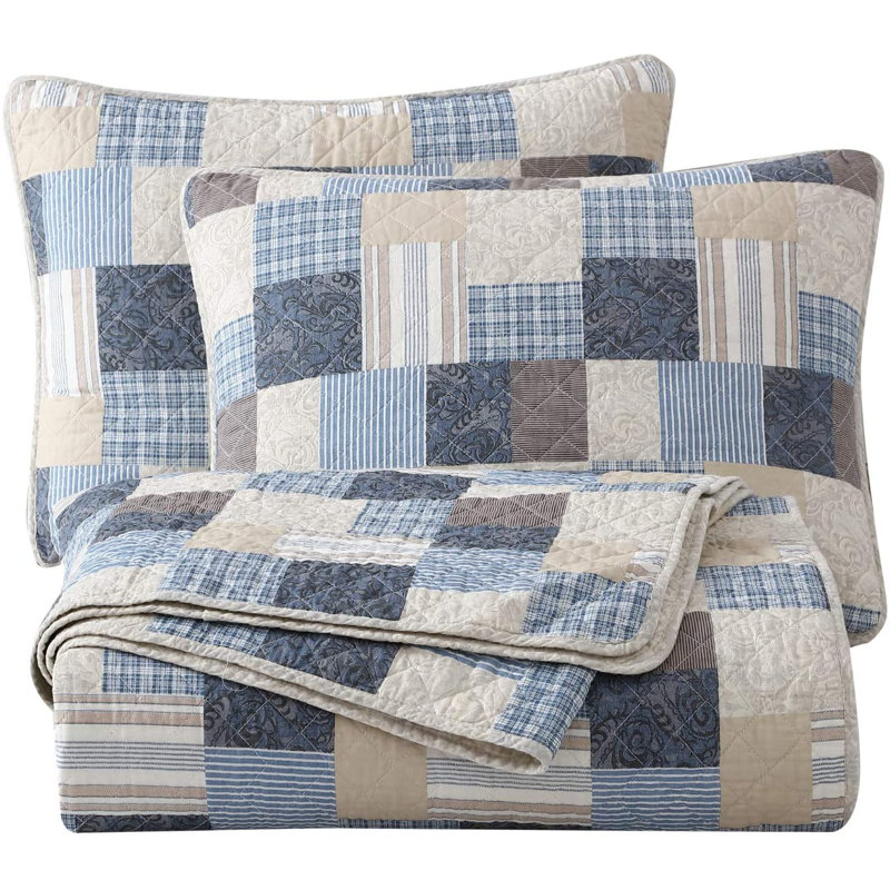 Douglas Cotton Patchwork Quilt, King Quilt + 2 Shams