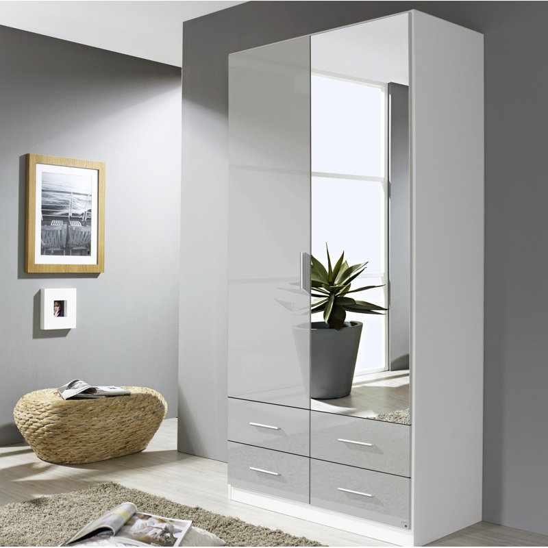 Stuttgart 2 Door Wardrobe, Alpine White/Silk Grey, H197 x W91 x D54cm