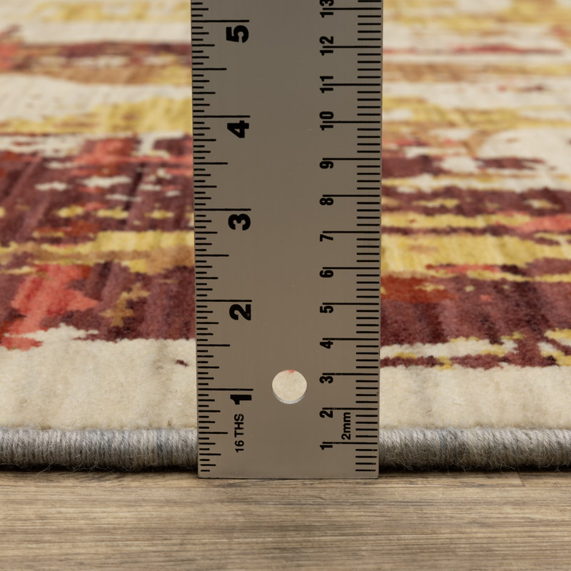 Japhenia Abstract Beige/Multi Wool Blend Area Rug, Rectangle 9'10" x 12'10"
