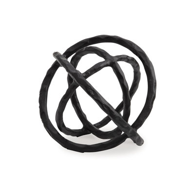 Lizy Sculpture Decor Set Of 2 Interlocking Round Rings Black Cast Aluminium