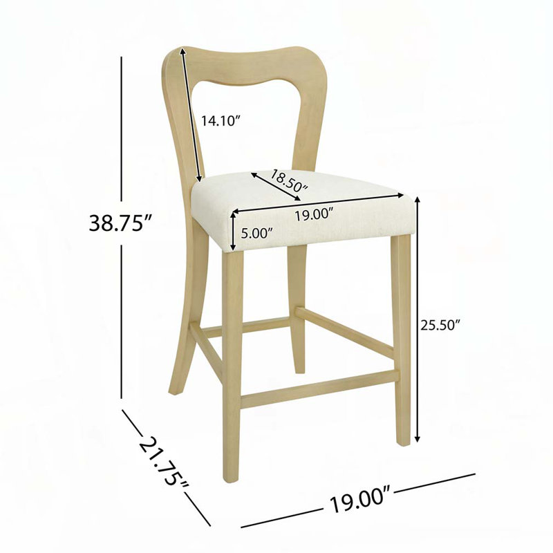 Tabouret de comptoir en bois massif, tabourets de bar, Bois de frêne naturel, Beige