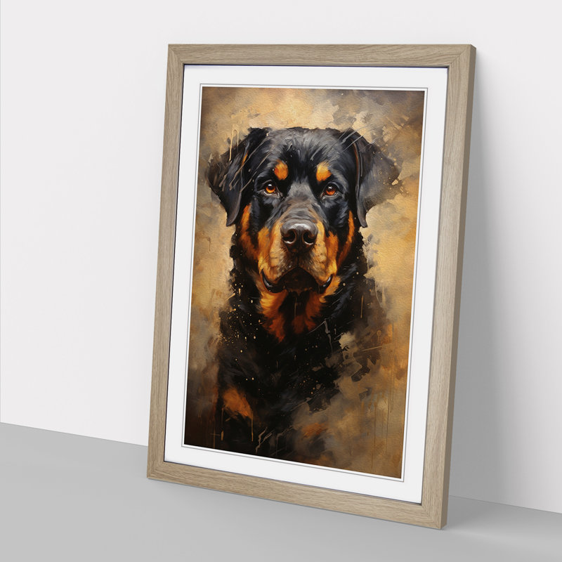 Rottweiler Contemporary - Framed Print, 64cm H x 46cm W x 2cm D, Oak
