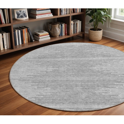 Tapis intérieur rond lavable abstrait ivoire 8 pi