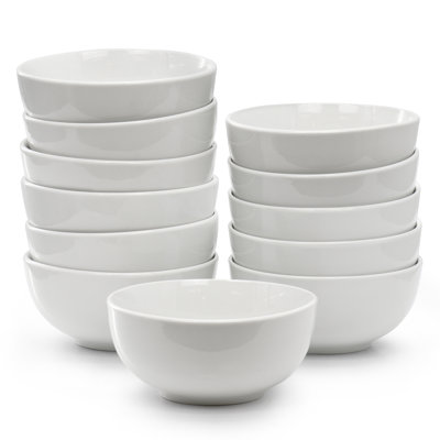 Latitude Run® Professional Kitchen 12 Piece Porcelain Bowl Set in White