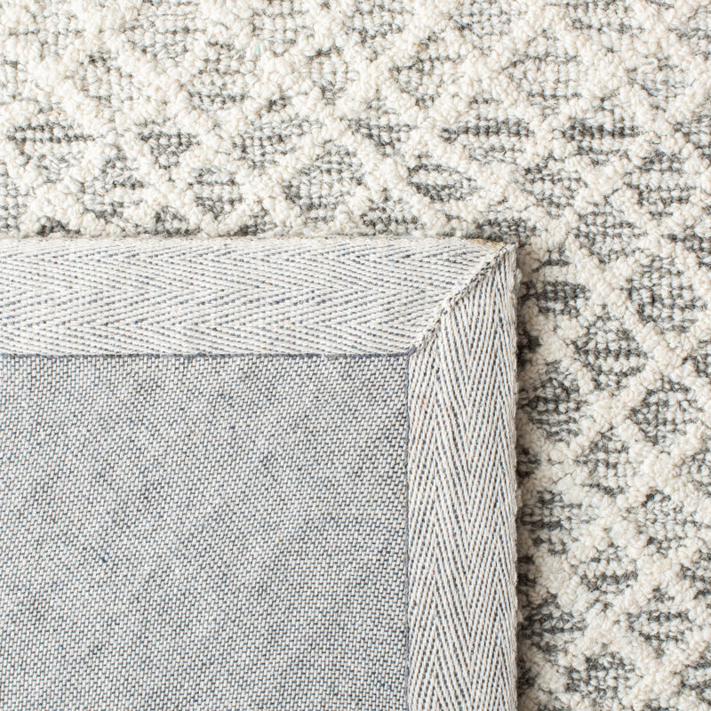 Micro-Loop Hand Tufted Wool And Cotton Geometric Rug, Rectangle 6' x 9'
