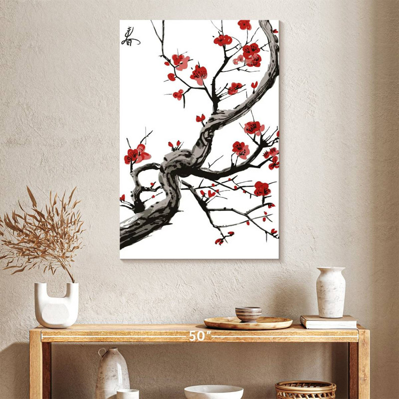 Harnek Red Cherry Blossoms, 39" H x 26" W