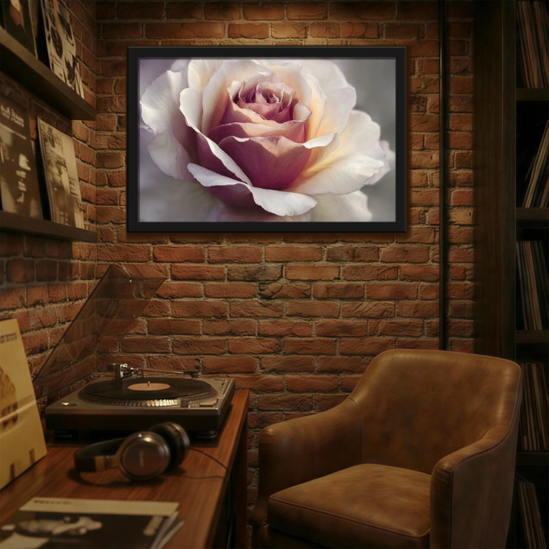 Plantes et fleurs, rose doux, impression sur toile florale, H 16 po x l 24 po