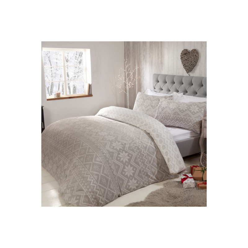 Brough Classic Polyester No Pattern Duvet Cover with Pillowcases, Grey, Double - 2 Standard Pillowcases