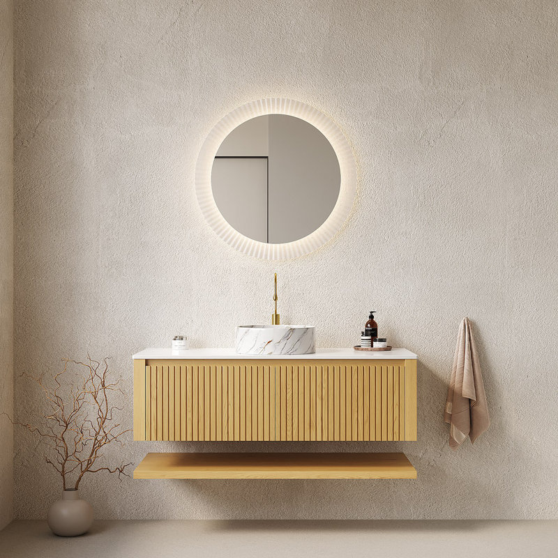 Meuble-lavabo de salle de bain avec lavabo en contreplaqué mural Hizon