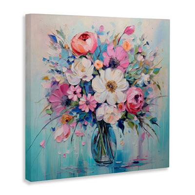 Faux bouquet texturé sur toile bleue, design par Creative Studio