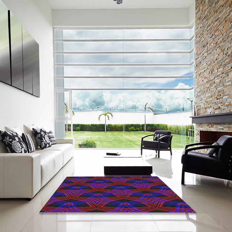 Tapis mauve / bleu Power Loom, Carré 5 pi