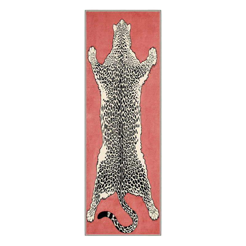 Talon Animal Print Machine Washable Red / Beige / Black Indoor Area Rug with Non-Slip Backing, Runner 2'3" x 6'