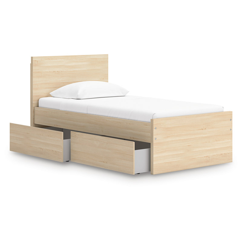 Lit plateforme Dunagan, Beige, Lit simple