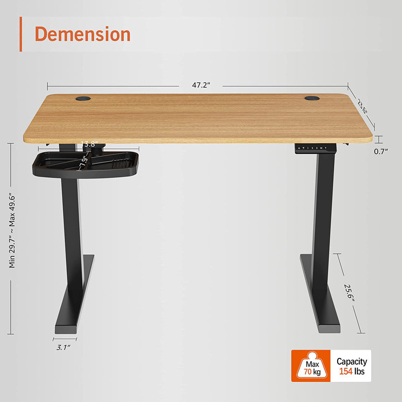 Bureau debout Dafny, Bambou / noir