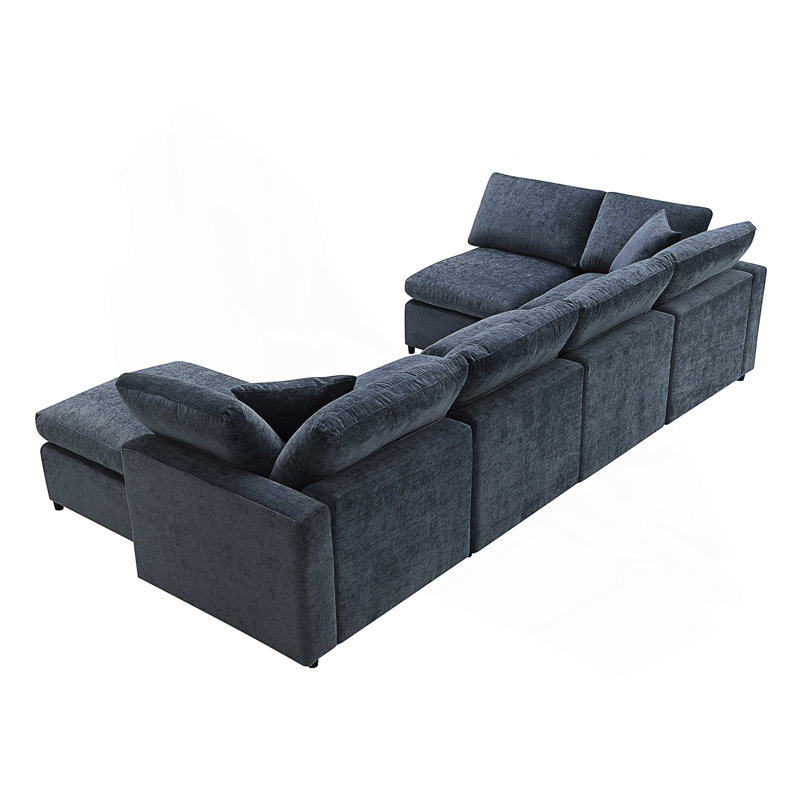 Canapé modulaire composable Kierran, Chenille bleu