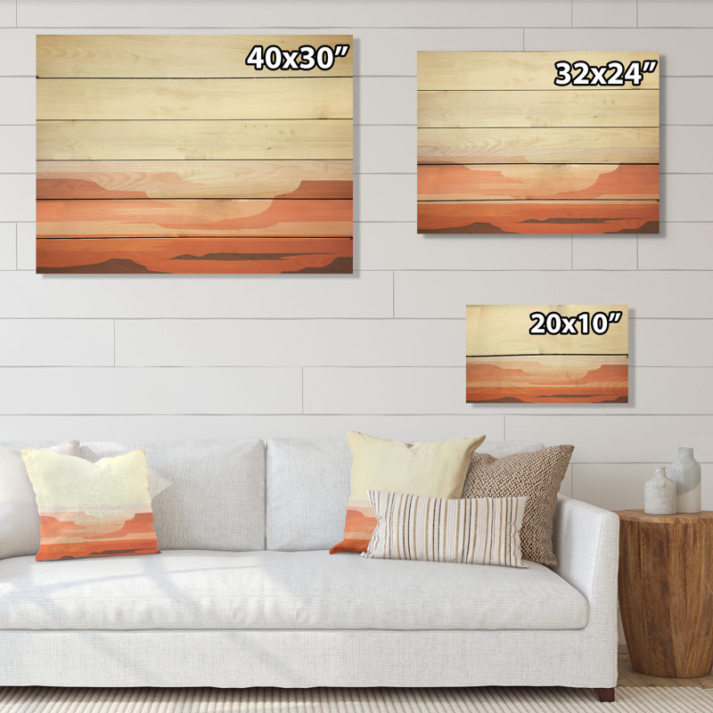«Brown Minimalisme Canyon Calm I - Canyon», art mural sur bois de pin naturel, H 10 po x l 20 po