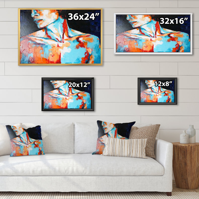 «Pastel Artistic Seduction Man», reproduction sur toile flottante, H 12 po x l 20 po x P 1 po, Cadre flottant doré