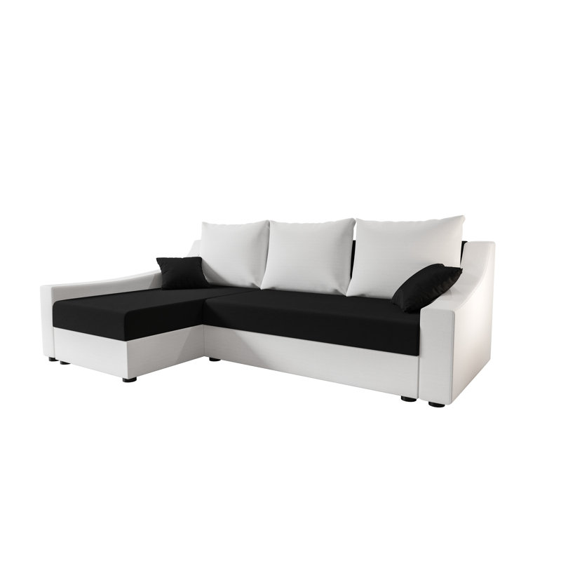 Soley 3 Seater Corner Sofa , White/Black, Left -sided