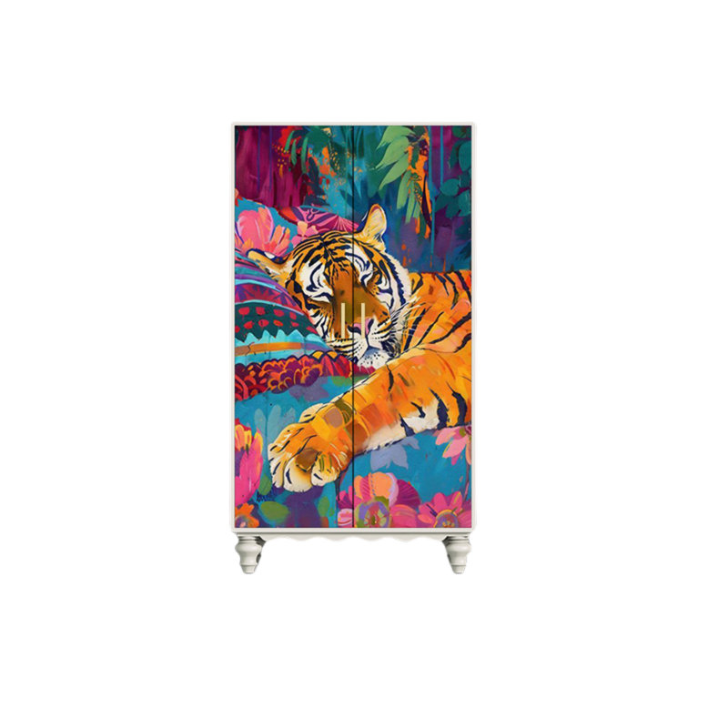 Garde-robe moderne pour chambre double, Orange / blanc ivoire