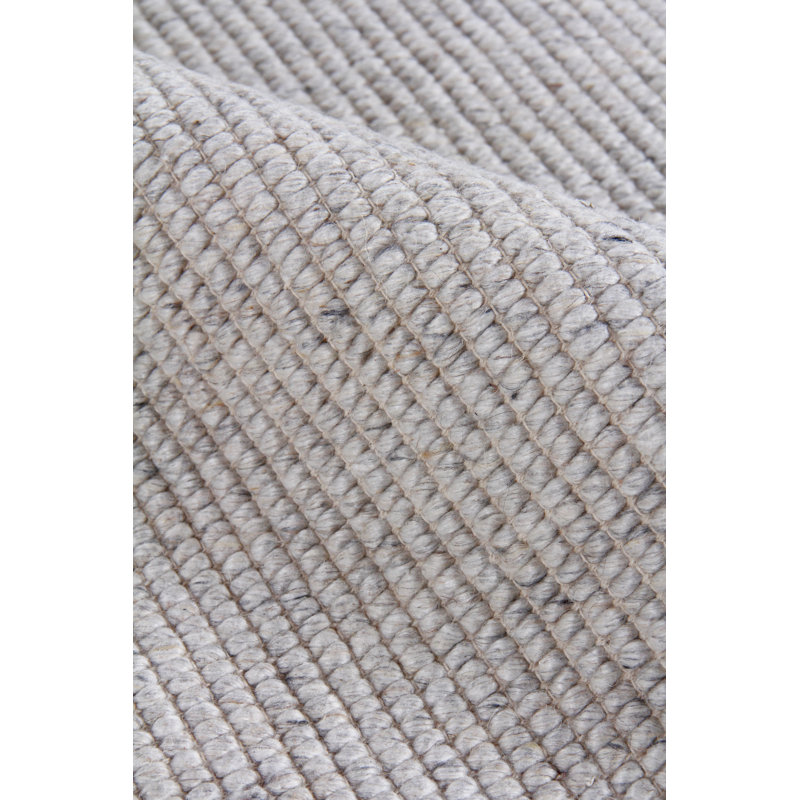 Hesse Hand-Loomed Polyester/Cotton Light Silver Area Rug, Rectangle 9' x 12'
