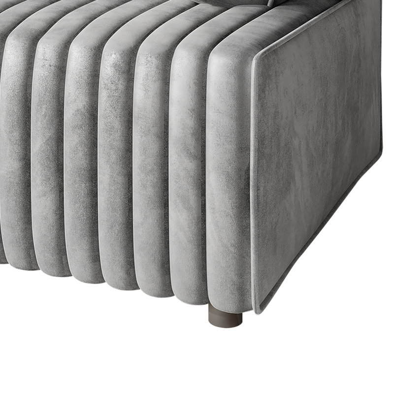 Siège d'angle en velours gris argenté, Gris argenté