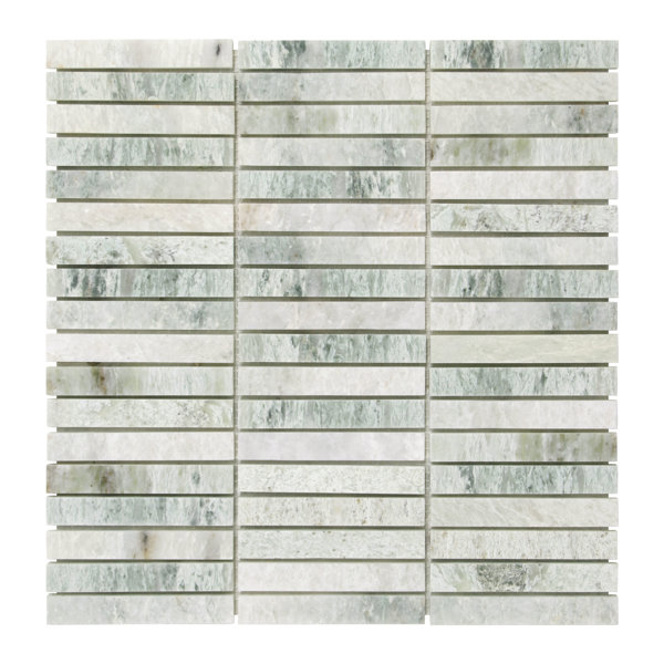 11.8" x 12" Stacked Polished Natural Marble Wall & Floor Mosaic Tile