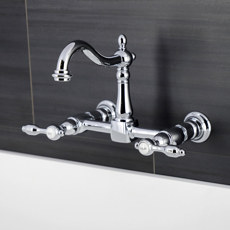 Robinet pont mural Tudor, Chrome poli