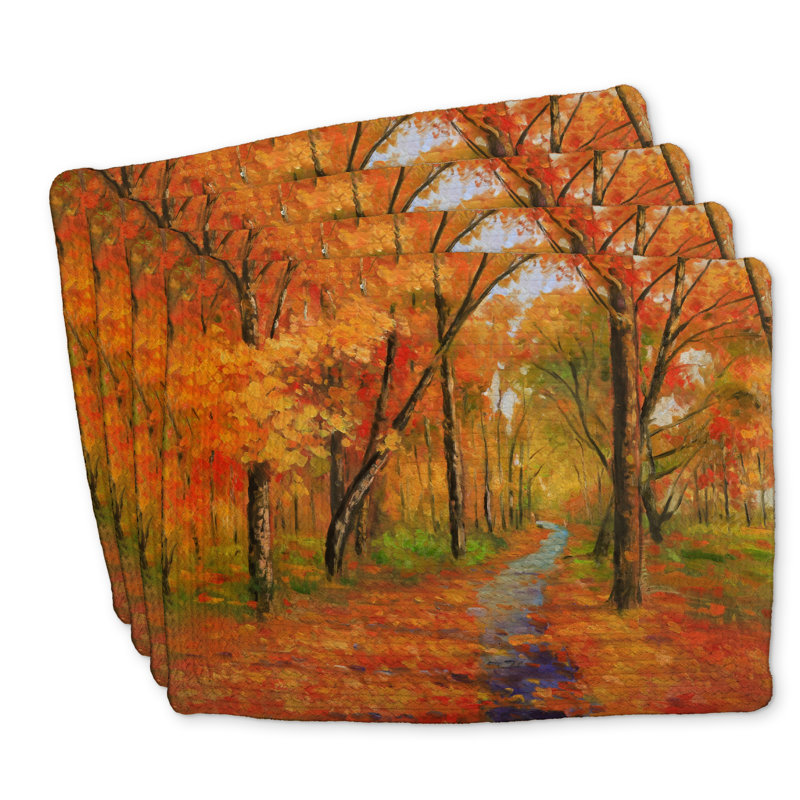 Ensemble de 4 napperons en polyester tressé Autumn Trail - Décoration intérieure