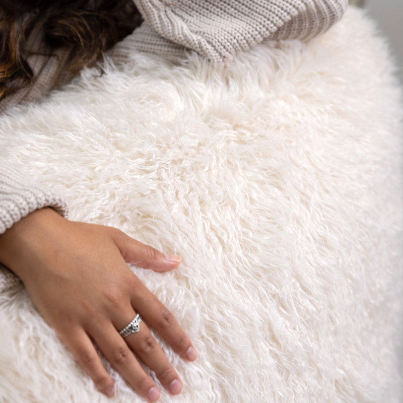 Bean Bag Bazaar Cocoon Faux Fur Bean Bag, Cream