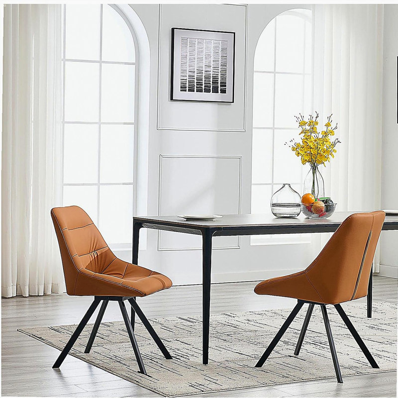Ensemble de table et chaises de salle à manger, pieds en tissu épais en métal, ensemble de 2 pièces, Brun
