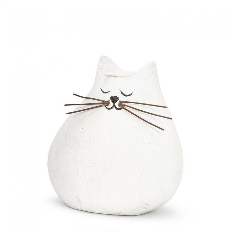 Figurine de chat blanc et noir, H 3 po x l 2,50 po x P 1,75 po